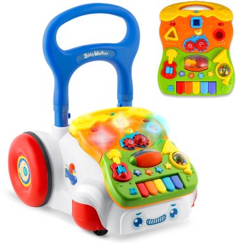 Attīstošs stumjamais staigulis ar mūziku 2in1 Ricokids RK-744, balts