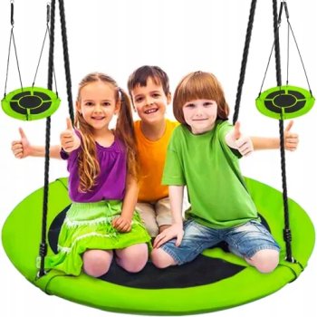 Bērnu Dārza Šūpoles "Stārķa Ligzda" 100 cm, Zaļi-Melnas | Kids Garden Swing "Stork Nest"
