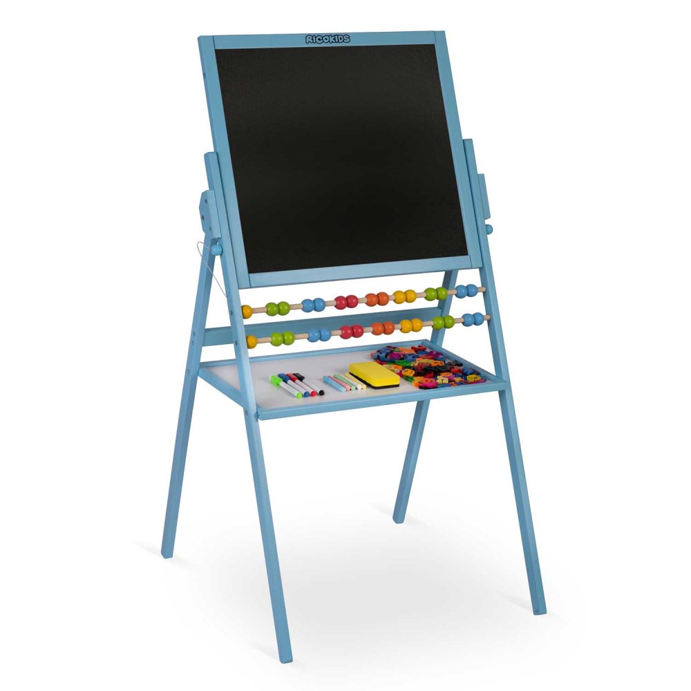 Grozāma magnētiskā krīta tāfele bērniem Ricokids ar abaku, zila (3)
