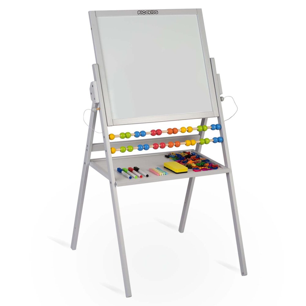 Ricokids rotējošā magnētiskā krīta tāfele bērniem, pelēka (0)