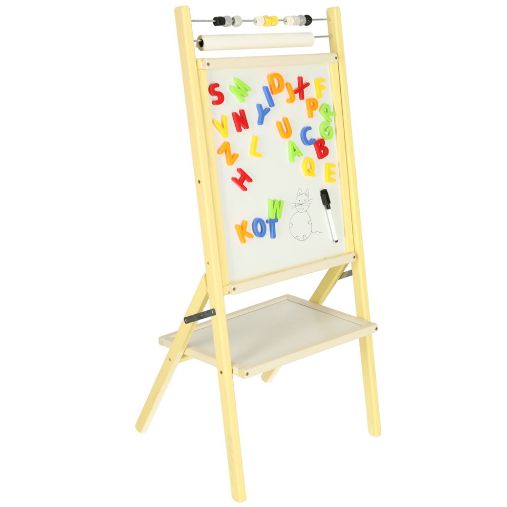 Bērnu Divpusēja Magnētiskā Zīmēšanas Koka Tāfele ar Piederumiem, 46x43x89 cm | Children's Double-sided Drawing... (5)