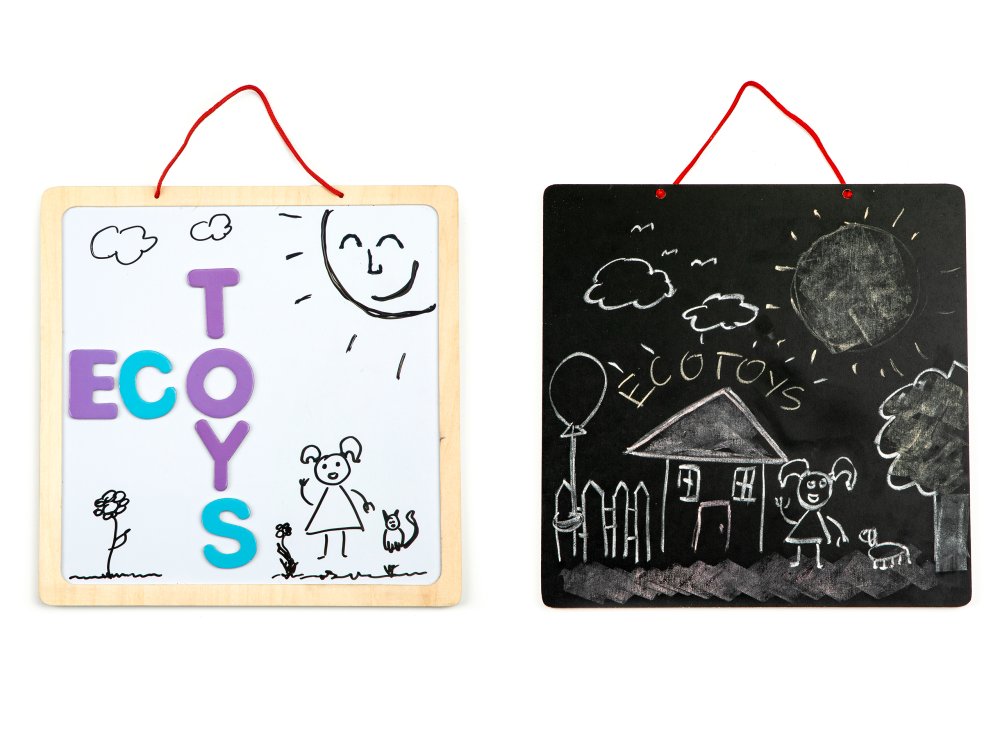 ECOTOYS 3-in-1 izglītojošā magnētiskā tāfele ar burtiem (2)