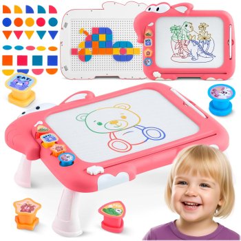 Magnētiskā zīmēšanas tāfele bērniem 3in1 galdiņš ar tangramu Ricokids RK-823