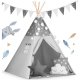 Bērnu telts ar gaismas virteni Nukido, Pelēka ar zvaigznēm | Tent Tipi for Children