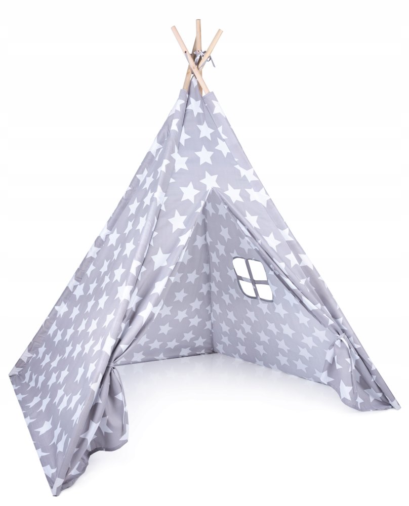 Bērnu Spēļu Tipi Stila Telts Māja Paviljons Vigvams, Pelēks | Teepee Style Kids Play Tent House Wigwam (2)