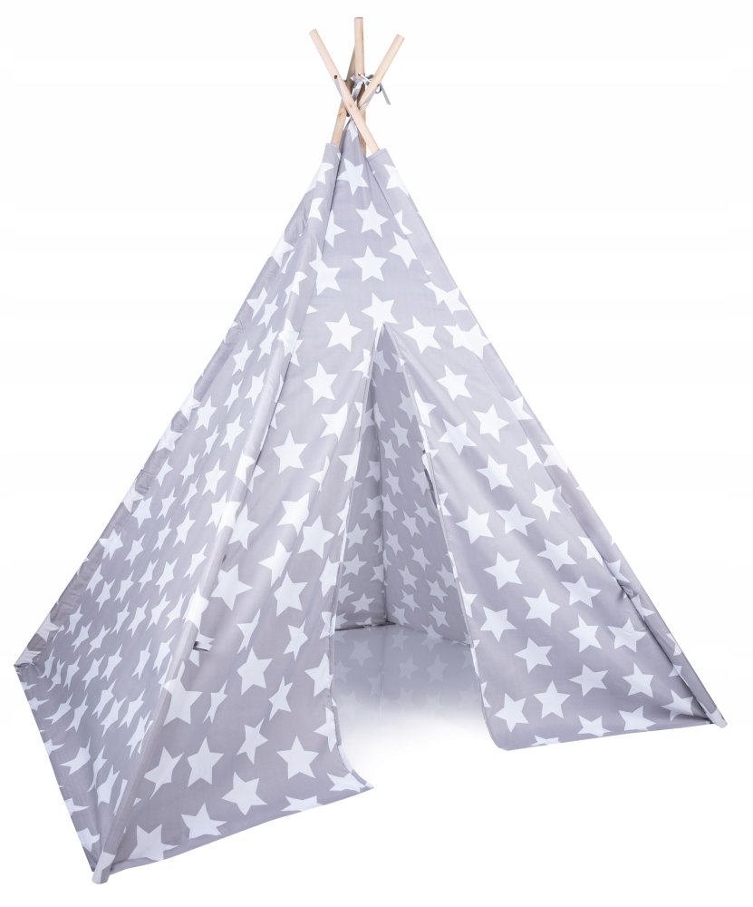 Bērnu Spēļu Tipi Stila Telts Māja Paviljons Vigvams, Pelēks | Teepee Style Kids Play Tent House Wigwam (4)
