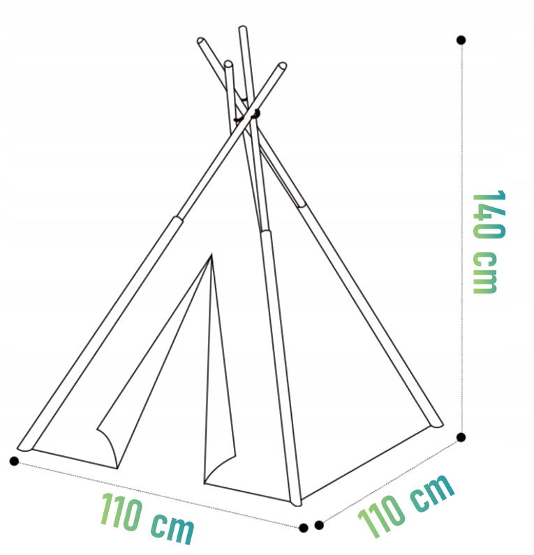 Bērnu Spēļu Tipi Stila Telts Māja Paviljons Vigvams, Pelēks | Teepee Style Kids Play Tent House Wigwam (8)