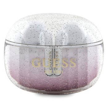 Guess Glitter Gradient TWS Bluetooth austiņas + dokstacija - rozā krāsā | headphones docking station pink