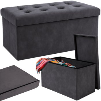 Saliekams velūra pufs ar glabāšanas kasti Ruhhy 76x38x38cm, pelēks