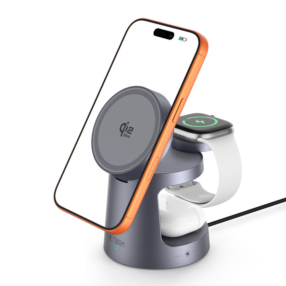 Tech-Protect QI2.2-25W-A48 3in1 magnētiskā bezvadu lādētājs – tumši zils | Wireless Inductive Charger (0)
