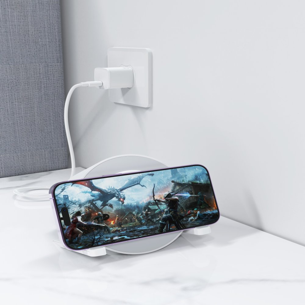 Bluetooth skaļrunis Devia I-M3 ar 15W bezvadu lādētāju un RGB lampu, balts (3)