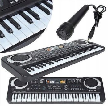 Bērnu klavieres tastatūra sintezators ar mikrofonu, 61 taustiņš | Children's Piano Synthesizer with Microphone