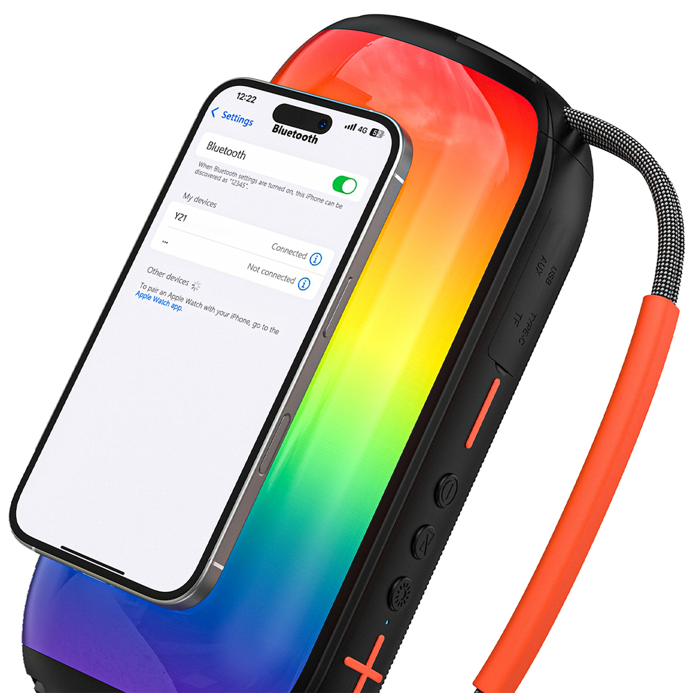 Dudao Y21 bezvadu skaļrunis ar RGB apgaismojumu, Bluetooth 5.3 – melns (2)