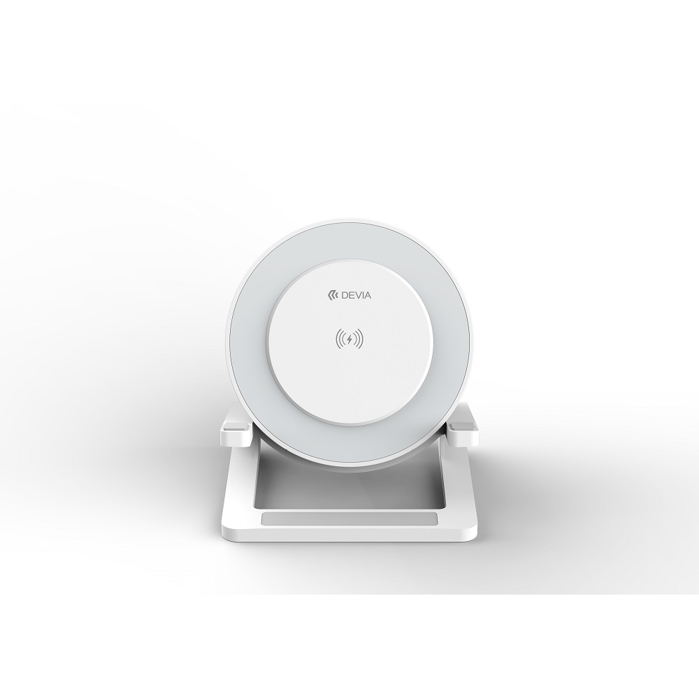 Bluetooth skaļrunis Devia I-M3 ar 15W bezvadu lādētāju un RGB lampu, balts (0)