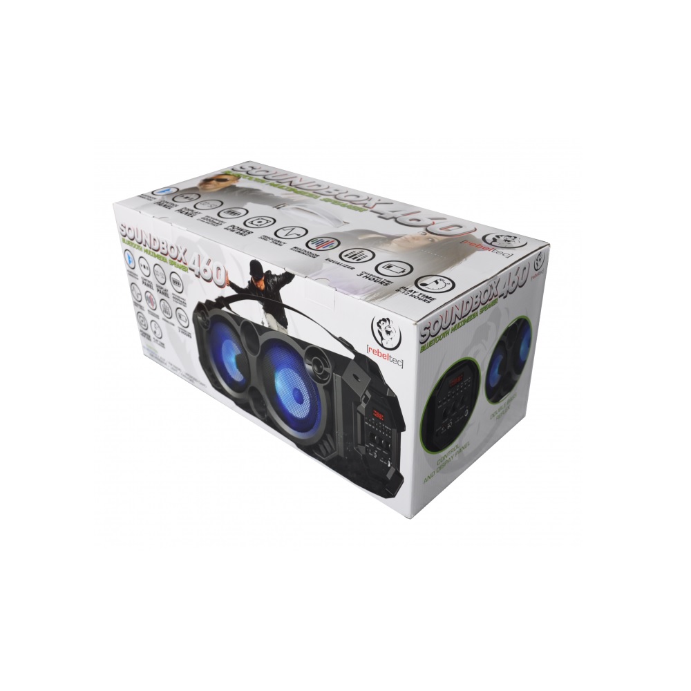 Bluetooth skaļrunis Rebeltec SoundBOX 460 ar radio un RGB, melns (3)
