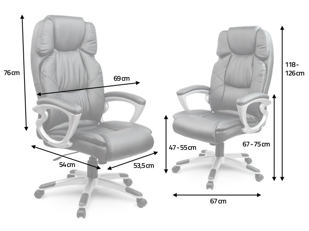 Ergonomisks ādas biroja krēsls Sofotel EG-227, melns (2)