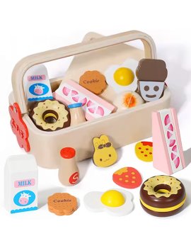 Bērnu Rotaļu Koka Brokastu Ēdiena Komplekts | Kids Toy Wooden Breakfast Food Set