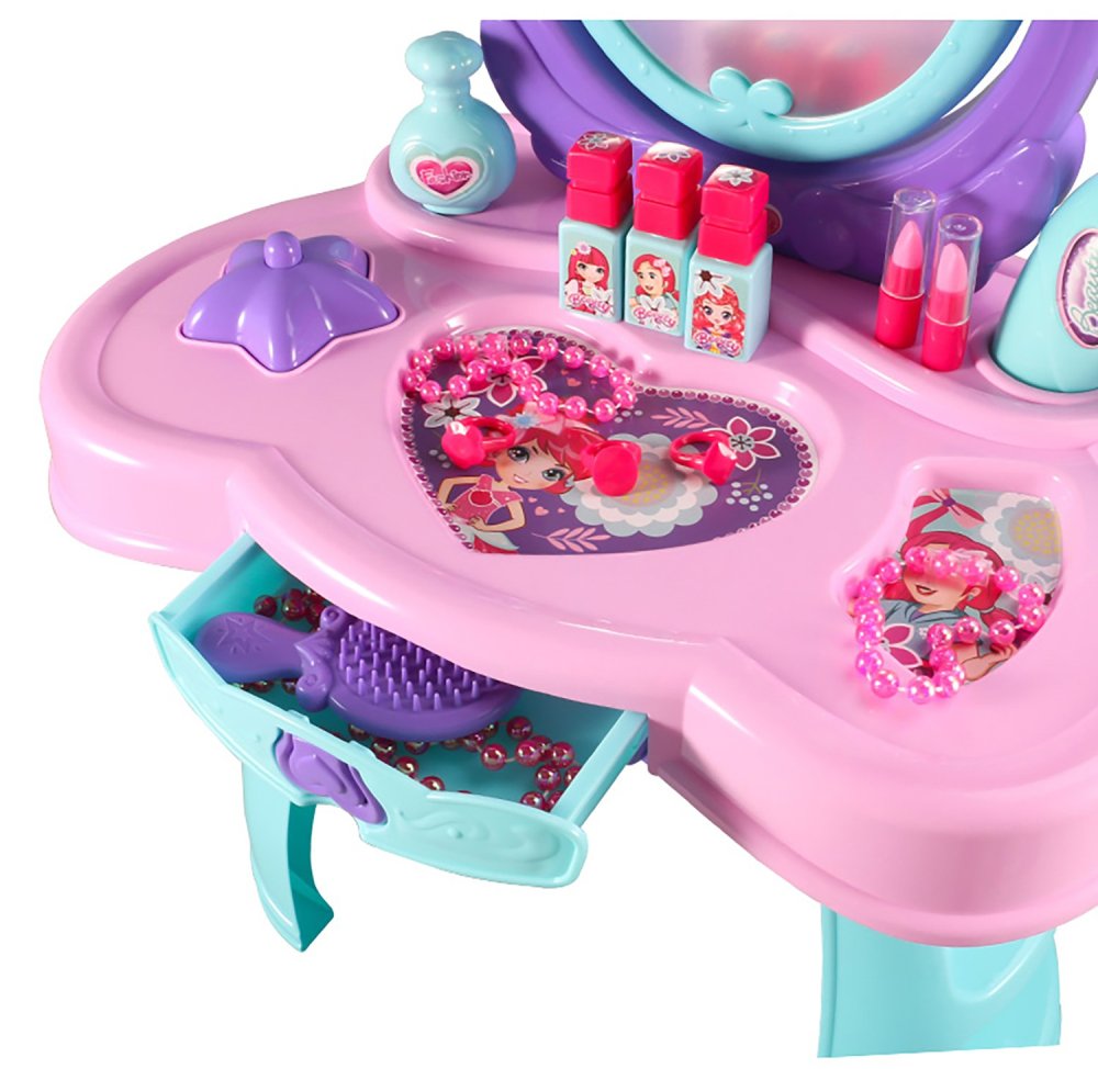 Liels tualetes galdiņš meitenēm ar LED spoguli un skaņu 008-937 (3)