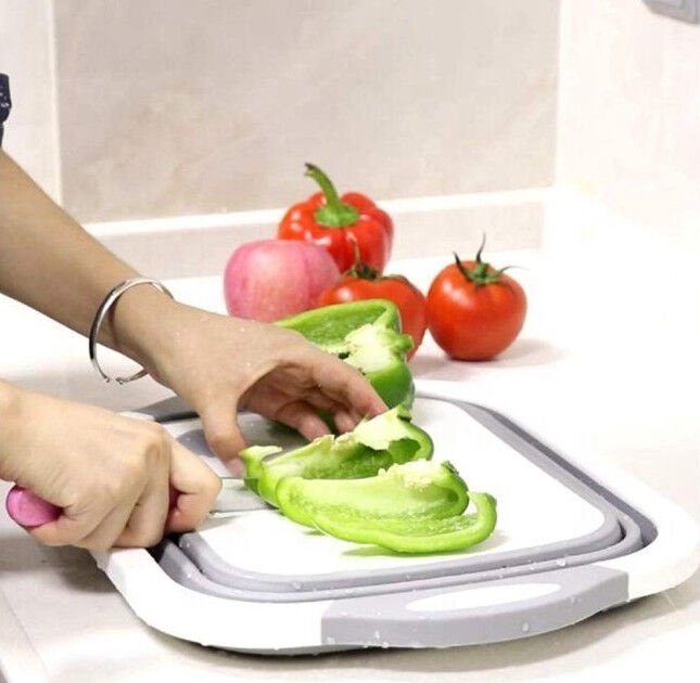 Saliekama plastmasas un silikona bļoda ar caurduri un griešanas dēli, 5 l (2)