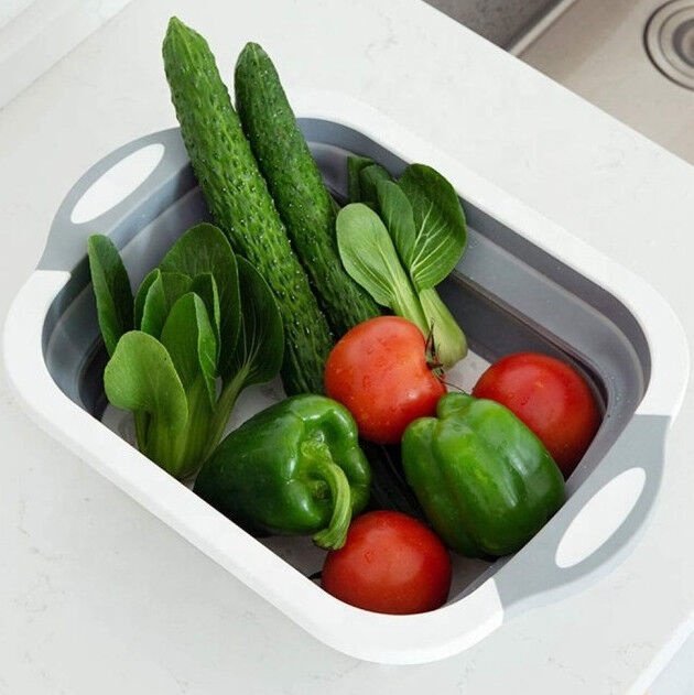 Saliekama plastmasas un silikona bļoda ar caurduri un griešanas dēli, 5 l (3)