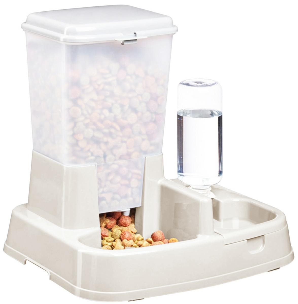 Automātisks Barības Dozators Konteiners Trauks Suņiem Kaķiem Mājdzīvniekiem 5L, Bēšs | Food Dispenser Bowl...