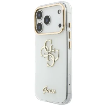 Чехол Guess IML 4G Script Metal для iPhone 17 Pro Max / 18 Pro Max, белый