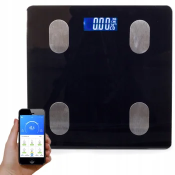 Analītiskie vannas istabas svari ar Bluetooth, 180kg, Melni