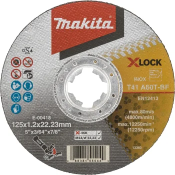 Makita E-00418 griezējdisks nerūsējošajam tēraudam INOX 125x1,2 mm X-LOCK