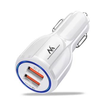 Maclean MCE478 W Automašīnas lādētājs, 2x USB, QC 3.0, 30W, Balts