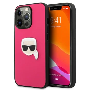 Karl Lagerfeld Leather Ikonik Karl Case for iPhone 13 Pro / 13 6.1" - Pink