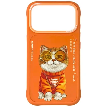 Nimmy Glasses Cool Cat vāciņš iPhone 17 Pro Max - Oranžs
