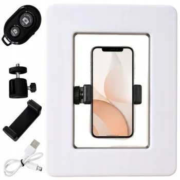 LED riņķa lampa ar telefona turētāju un Bluetooth pulti
