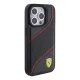 Ferrari iPhone 15 Pro vāciņš Perforated Waves Metal Logo, melns