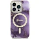 Guess iPhone 14 Pro vāciņš Golden Marble MagSafe, violets