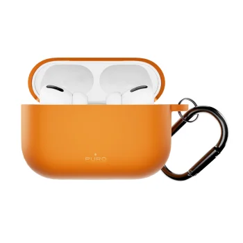 Puro Icon silikona maciņš AirPods Pro 3 austiņām ar karabīni, oranžs
