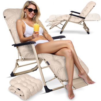 Sofotel Chillwell Folding Garden Sun Lounger with Cushion, Beige