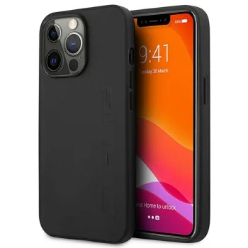 Mercedes iPhone 14 Pro Case Leather Hot Stamped, Black