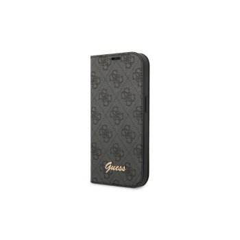 Guess iPhone 14 Wallet Case 4G Vintage Gold Logo, Black