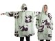 Liels oversize hūdijs-sega Panda, silts džemperis ar kapuci, zaļš