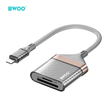 BWOO BZ63 Lightning karšu lasītājs SD un TF kartēm, pelēks