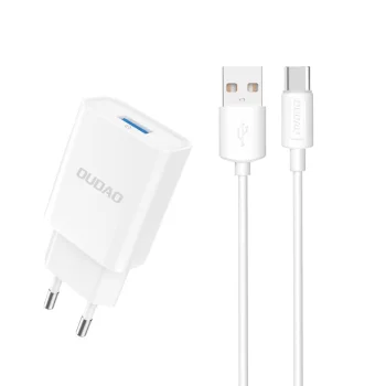 Сетевое зарядное устройство Dudao A4EU USB-A 2.1A с кабелем USB-C, белое