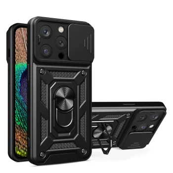 Hybrid Armor Camshield Case for iPhone 14 Pro Max, Black