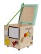 Educational Toy Wooden Manipulation Sensory Cube-Pouf on Wheels with Storage Space Busy Board