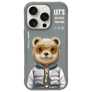 Nimmy Cool&Cute 2.0 Bear vāciņš Apple iPhone 16 Pro Max pelēks