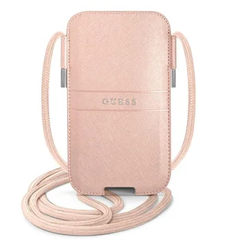 Розовая Сумка для Телефона Guess Saffiano Strap 6.7"