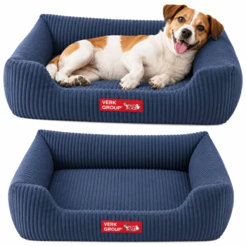Soft Corduroy Dog and Cat Bed M, 60x45 cm, Blue