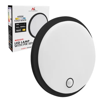 LED lampa ar PIR kustības sensoru Maclean MCE535 B 10/15/18W IP65, melna