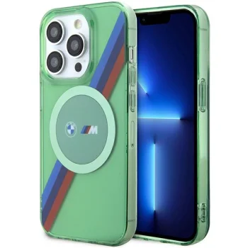 BMW iPhone 15 Pro Case M Tricolor Stripes MagSafe, Green