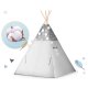 Bērnu telts ar gaismas virteni Nukido, Pelēka ar zvaigznēm | Tent Tipi for Children