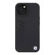 BMW iPhone 15 vāciņš Leather Hot Stamp MagSafe, melns